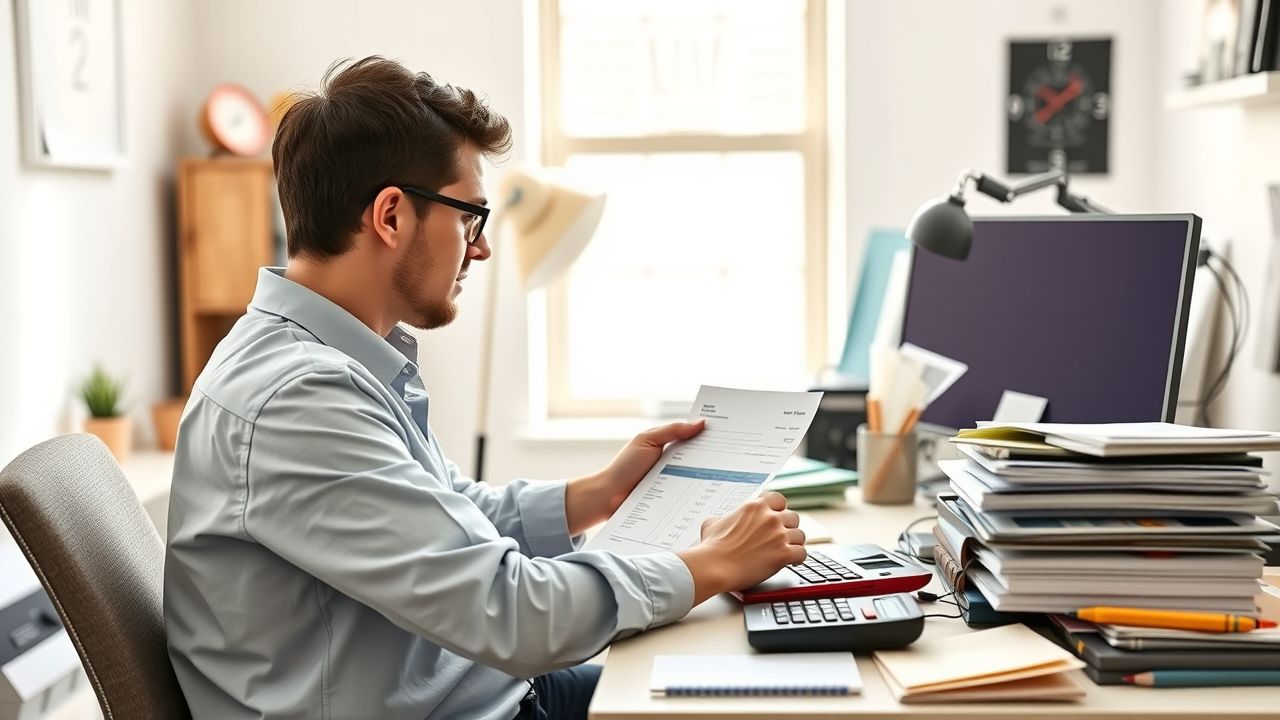 Een freelancer werkt aan een factuur voor een klant.