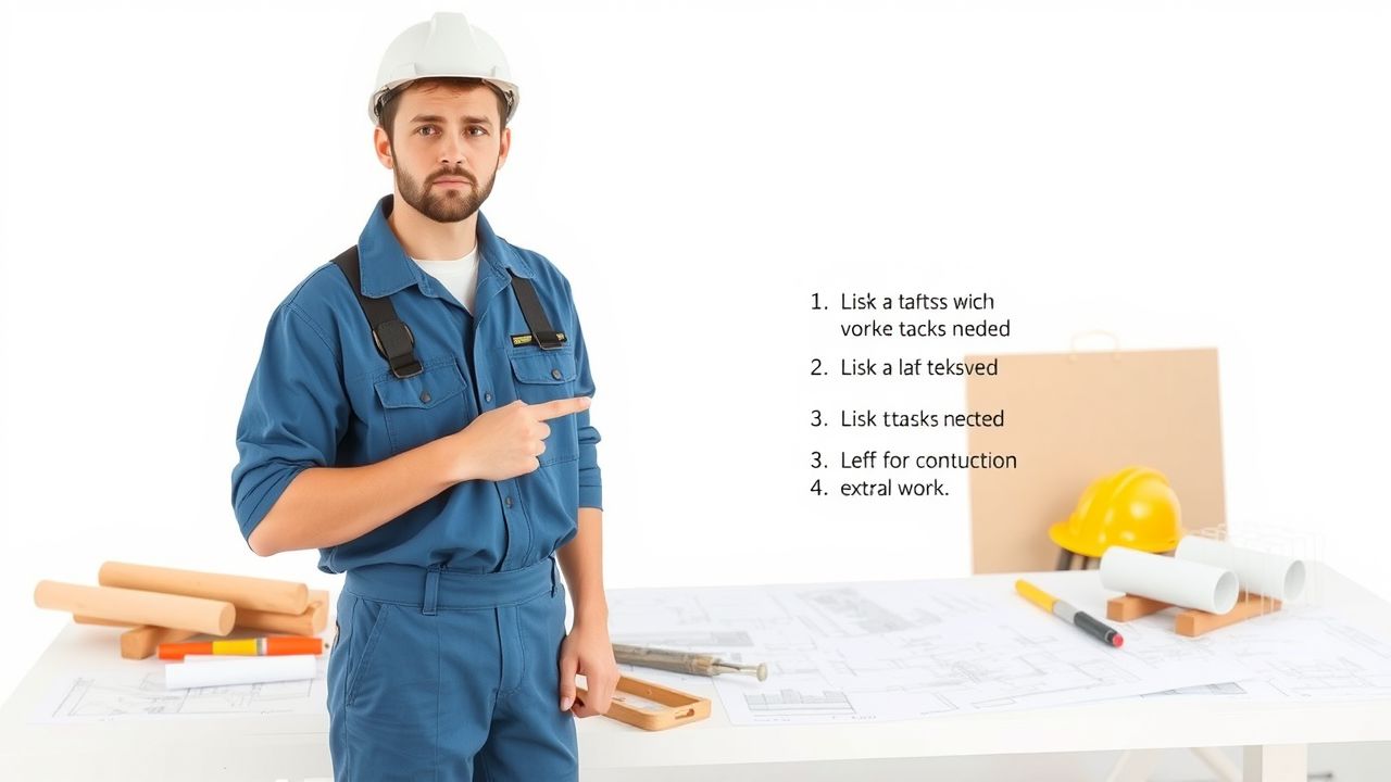 Een bouwvakker bespreekt extra taken op de bouwplaats.