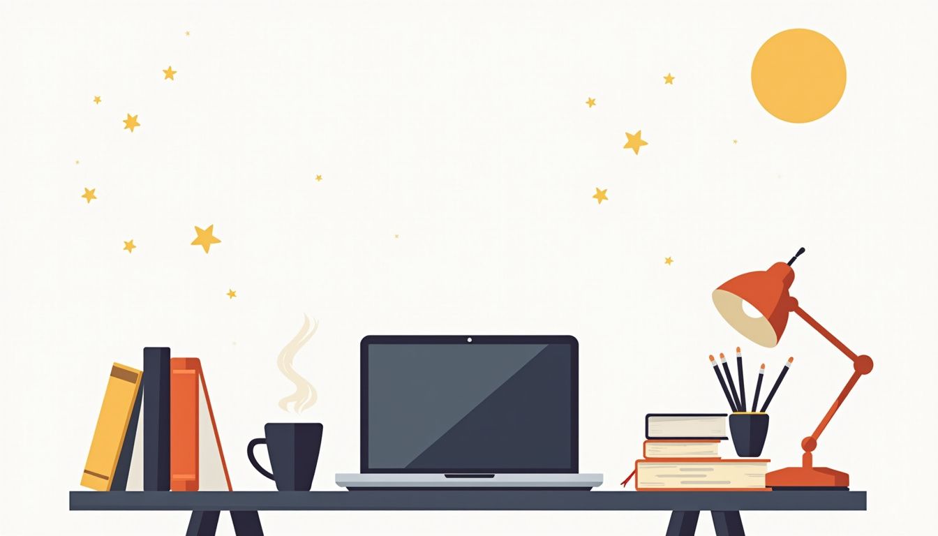 Moderne werkruimte met minimalistisch bureau en inspirerende elementen.