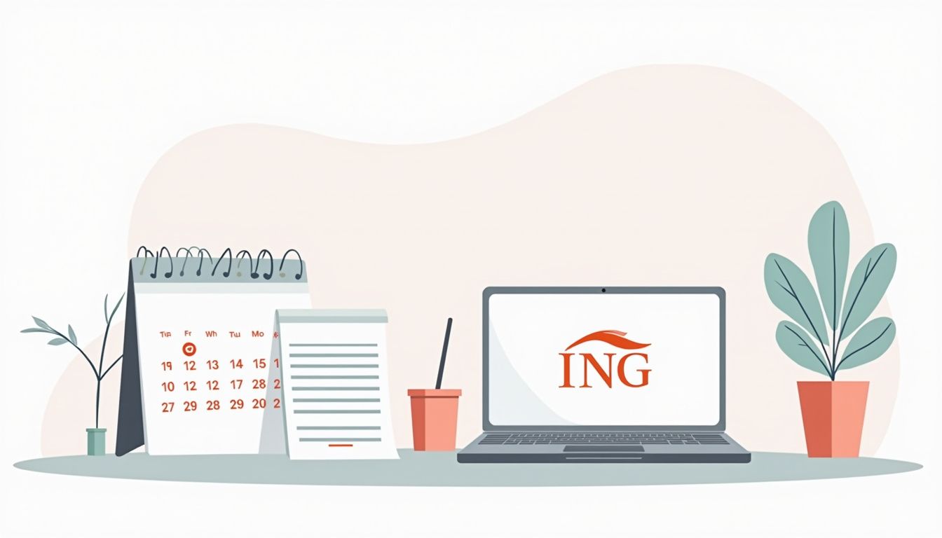 Een minimalistisch bureau met kalender, laptop en documenten in vlakke vectorillustratie. Een minimalistisch bureau met kalender, laptop en documenten in vlakke vectorillustratie.