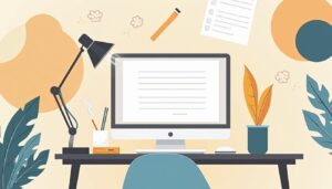 Een minimalistische kantoorbureau met georganiseerde papieren en een aannemersofferte.