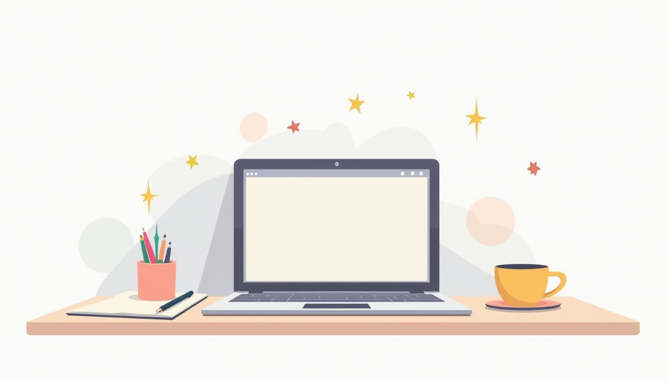 Een minimalistische illustratie van een modern kantoorbureau met accessoires. Een minimalistische illustratie van een modern kantoorbureau met accessoires.