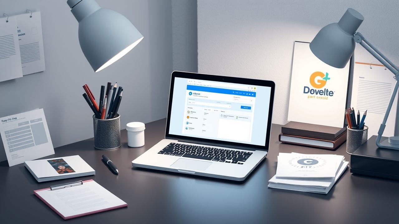 Een opgeruimd bureau met een professionele online offerte tool op de laptop.